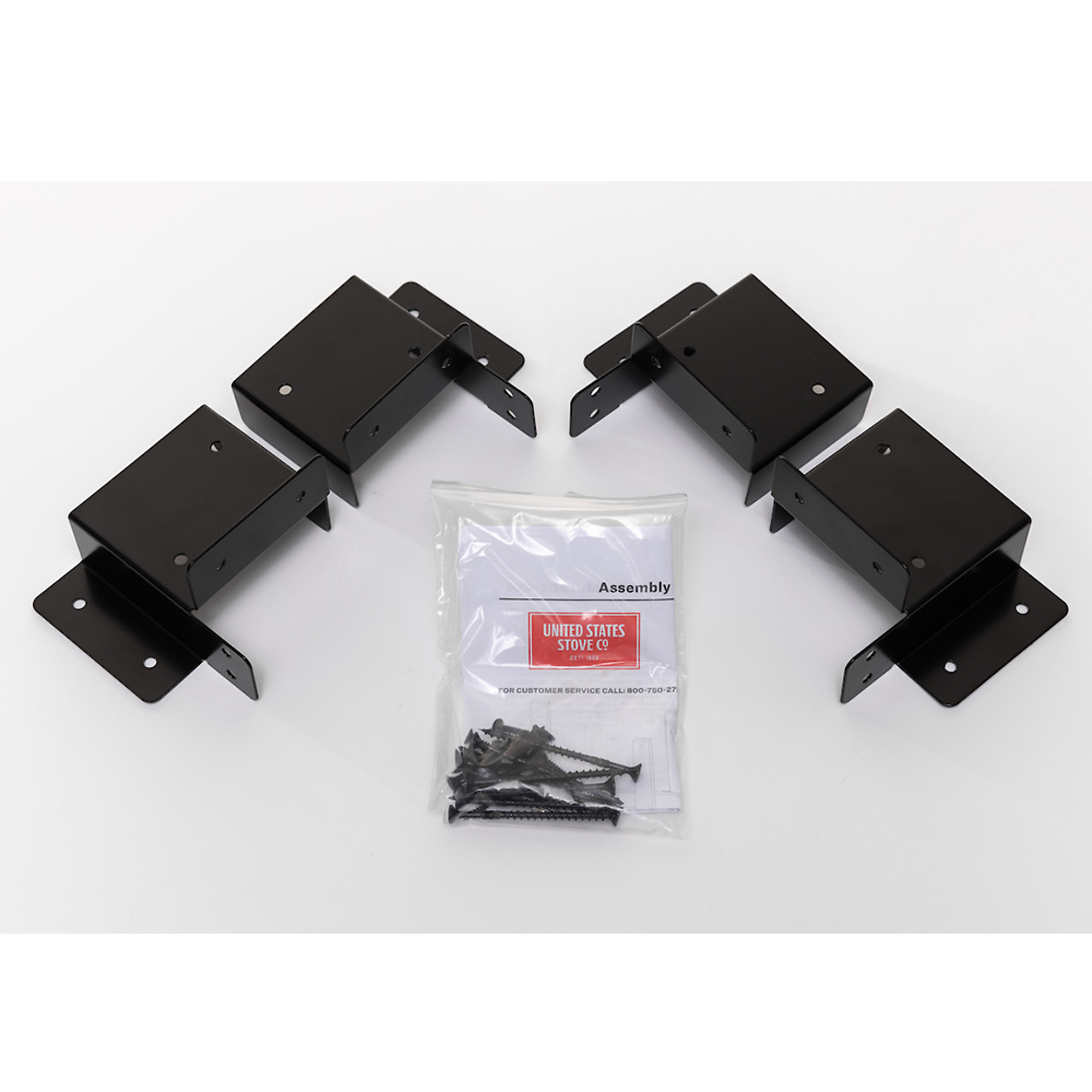 US Stove Company, Log Rack Brackets Kit with Adjustable Uprights, Color Black, Material Steel, Model# USLRK